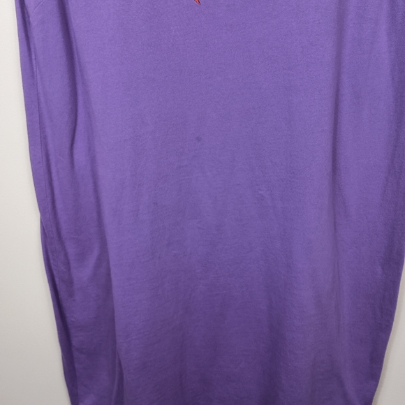 Vintage Bob Mackie Short Sleeve T Shirt Dress Purple Medium Embroidered Birds - Picture 5 of 8